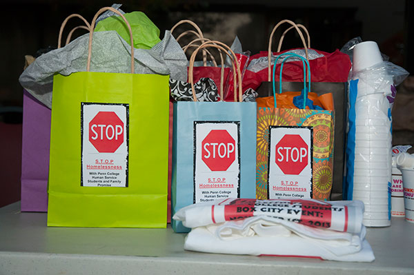 Gift bags and T-shirts help spread the message.