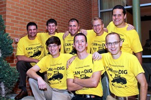 Penn College ornamental horticulture student Nicholas D. Foreman (back row, second from left), of Rockwood, was one of seven student ambassadors at the recent Green Industry Conference. Penn College alumnus Jeremy L. Thorne (back row, center), an ambassador in 2011 and 2012,  returned to supervise this year’s class of ambassadors. (Photo by Philippe Nobile)