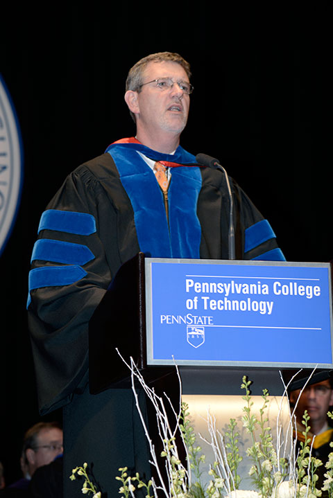 Paul L. Starkey, vice president of academic affairs/provost, recaps the accomplishments of 2013 Master Teacher Gerri F. Luke.