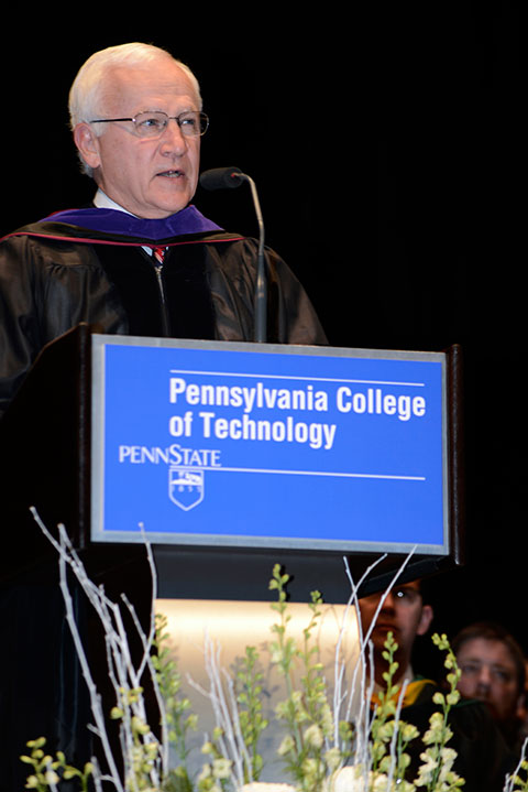 State Sen. Gene Yaw, R-Loyalsock Township,chairman of the Penn College Board of Directors, authorizes the conferral of degrees and certificates.
