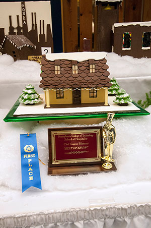 “A Homey Christmas Cottage,” a chocolate house created by Pennsylvania College of Technology student Ching Chan, of Milton, received the Chef Eugene Mattucci Best of Show Award in the college’s annual Food Show.