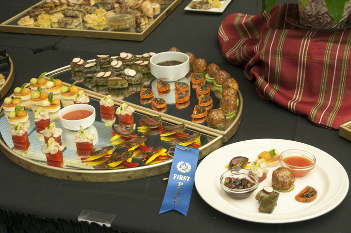 A colorful hors d’oeuvre presentation takes first place.