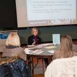 Elizabeth A. Biddle, K-12 project manager, leads a roundtable talk on gender equity in STEM careers and the college’s SMART Girls program.
