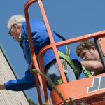 Jeff Erdly inspects exterior walls on Pennsylvania College of Technology’s Bush Campus Center.