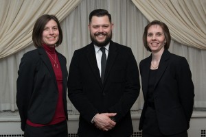 George E. Logue III ('10, culinary arts and systems) is joined by Becky J. Shaner, alumni relations specialist (left) and Tammy M. Rich, alumni relations director, prior to Thursday's Williamsport/Lycoming Chamber of Commerce Education Celebration.