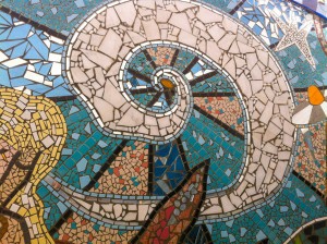 A detail from a large commissioned mosaic created by David A. Stabley last summer