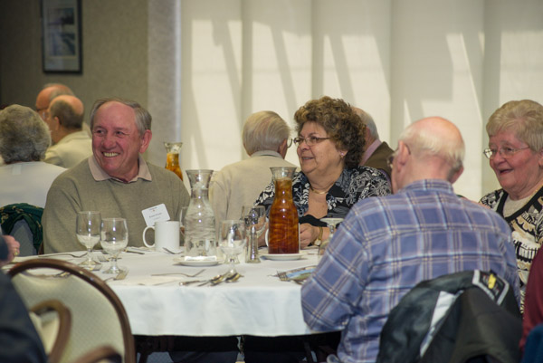 Accounting alumnus Robert Winder and his wife, Judith, ('63, secretarial, and longtime college employee) enjoy a laugh at their table. At right is Shirley Schriner, a former college secretary, who accompanied her husband, Paul, a 1963 welding graduate and former faculty member.