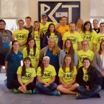 THON members celebrate their initial year's achievement with President Gilmour.