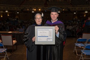 Excellence in Teaching Award recipient Kevin R. Derr with Penn College President Davie Jane Gilmour