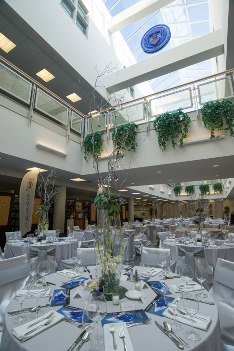 The Madigan Library is transformed into a Gala-worthy space for entertaining. 