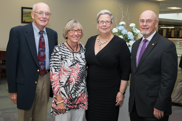Ralph and Connie Horne, who served the college as administrators from 1979 to 2001, pose with President Gilmour and her husband, Frederick T., an alumnus, retired faculty member,  a former executive director of the Penn College Foundation and a former director of instructional technology and distance learning.