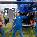 Life Flight paramedic Gregg Martuccio (center), joined by John Summers, a visiting medical student, discusses the "situational awareness" needed to avoid contact with the craft's tail rotor.