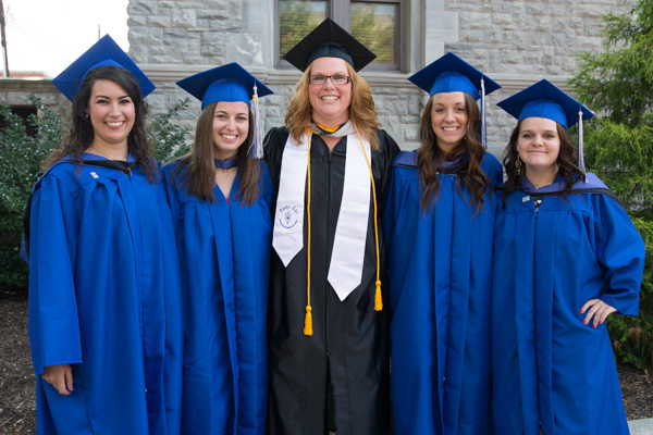 Karen L. Plankenhorn (center), clinical supervisor of radiography, with the students who completed their clinical practicum at Evangelical Community Hospital under her instruction