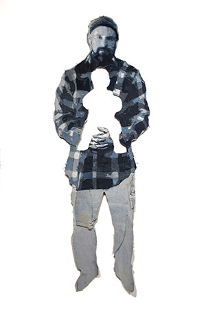 “Mike,” denim, 70.5 inches by 26 inches