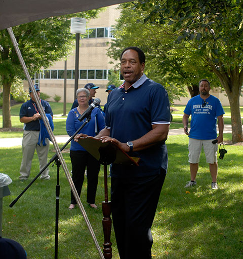 Little Leaguers hear inspiring words from Dave Winfield, the only athlete to have been drafted by Major League Baseball, the National and American basketball associations, and the National Football League.
