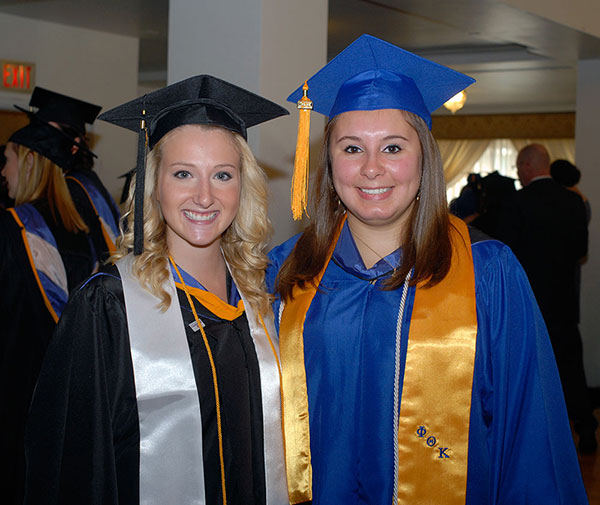 Graduating cousins: Rachelle N. Horning (left), of Milton, in legal assistant-paralegal studies, and Meghan C. Cunningham, of Williamsport, in individual studies.