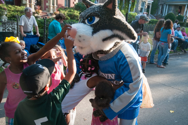 In addition to hugs and high-fives, the Wildcat granted a request to touch its nose.