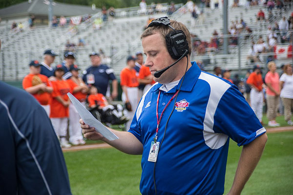 Samuel D. Ranck, a 2006 Penn College graduate in business administration: management concentration, and league development manager and director of the Challenger Division for Little League Baseball and Softball, in his element ...