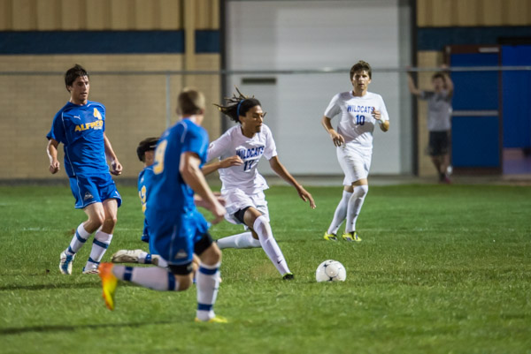 Tarik Laroche (17), of Milton, contributed one of two first-half goals under the lights.