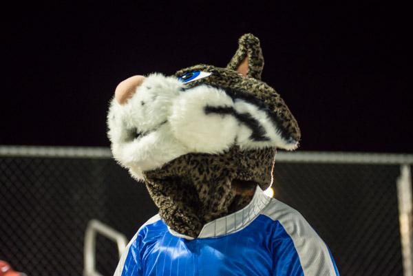 A vigilant mascot on the sidelines sets the tone for heads-up play on the field.