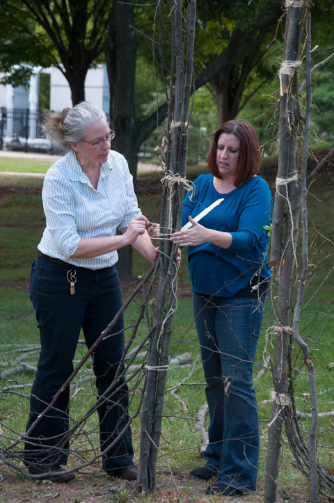 Dorothy J. Gerring (left), associate professor of architectural technology, works with Andrea M. Yoder, a first-year architectural technology student from Northumberland.
