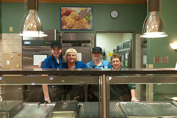 Dining Services workers at the ready (from left) are Julia E. Dunkleberger, Marcia G. Tanner, Teresa J. Sprenkle and Doris F. Hall.