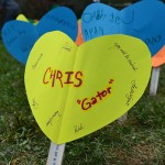 A handmade remembrance in the Field of Hearts pays tribute to an absent classmate.