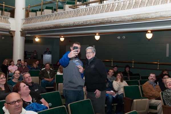 Encouraging the social-media sharing of Open House moments, President Davie Jane Gilmour poses for a selfie. 