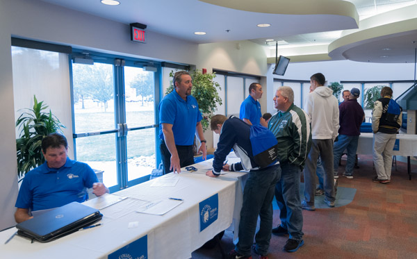 The college's new provisional membership in NCAA Division III generated traffic for Wildcat coaches, who were headquartered in the Bush Campus Center TV lounge.