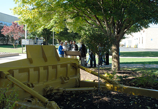 Among the latest additions to the college's award-winning History Trail is a heavy-equipment blade marking the former site of the Lycoming Construction Co. Homecoming guests passed by the massive monument on their way from the PDC to the Field House.