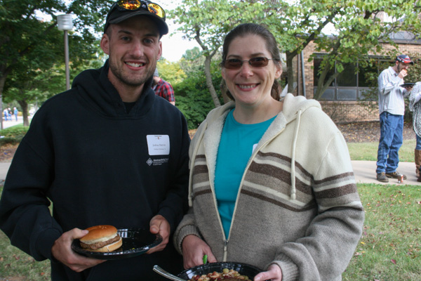 Joshua T. Marvin, ’14, welding technology, of Shickshinny, returned to campus with his mother for the welding reunion and dedication of “Student Bodies.”