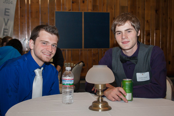 Scholarship recipients Logan B. Ault, applied human services, and Jonathan D. Straub, graphic design, were dressed up and dapper for the Next Centennial Donor Reception. The first-year students are both from Williamsport. 