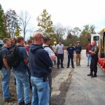 Trooper Beaver talks with diesel technology majors and students in the Commercial Driver's License preparatory course.