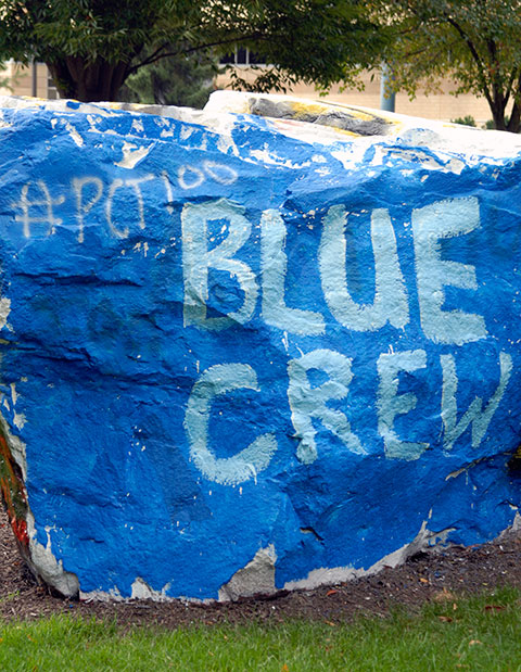 The college's Blue Crew painted 