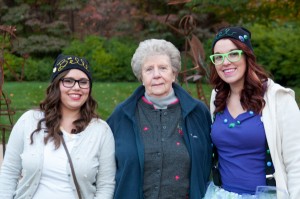 Dressed for the pre-Halloween occasion, Occupational Therapy Assistant Club president Brianna Boyance, left, and vice president Mary Kate Kelley walk with Kelley’s grandmother, Pat Czech, 83.