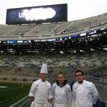 From left, students Christopher S. Kasler, of Kendall Park, New Jersey;  Tiffany A. Edwards, of Athens; and David L. Glunk Jr., of Williamsport, at Beaver Stadium before Saturday's game.