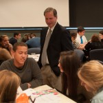 Mark A. Ciavarella, assistant professor of business administration/management at Penn College, coaches one of several groups from Montgomery Area Senior High School.