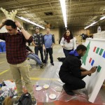 Antlers and artistry combined at the work site of the Society of Plastics Engineers student chapter. From left are Ryan N. Troiano, of Lake Ariel; Cody A. Rathmell, of Hughesville; Thomas J. Ryder, of Muncy; Brittany L. Delmo, of Milford; and Calvin L. Holland, of Huntingtown.