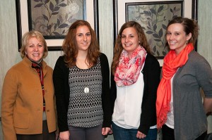 Gerri F. Luke, interim dean of business & hospitality at Pennsylvania College of Technology, joins exchange students Anita K. Fink and Katharina M. Sutter, both business students at Fachhochschule Vorarlberg in Dornbirn, Austria, and Summer L. Bukeavich, instructor of business administration/management and marketing, for a classical European meal from the Alsace region of France – just a few hours from their home university – in the college’s Le Jeune Chef Restaurant.