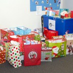 A colorful collection of holiday gifts awaits pickup in the Student Activities Office.