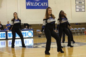 The Wildcat Dance Team performs at Saturday's basketball doubleheader in Bardo Gym.