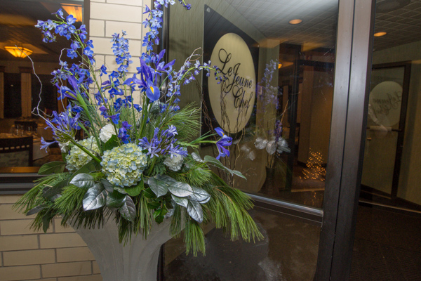 Donors' generosity meets decorative beauty at the restaurant's front door.