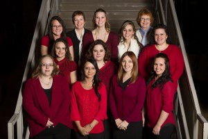 Bottom row, from left, Stephanie Gleason, Casey Schneider, Julie Sherwood and Ashley Evans; middle row, from left, Melissa Schrader, Chrysta Knowlton and Ariane TaraBori; back row, from left, Desiree McGovern, Debbie A. Day (instructional specialist), Brooke Scott-Knecht, Ashley Graham and Natalie O. Deleonardis (coordinator of North Campus outreach services).