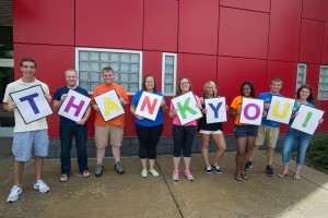 Students colorfully put their gratitude into words as a phenomenal Penn College Scholarship Campaign is celebrated outside Madigan Library.