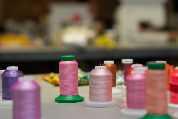 Spools bring a dash of color to the indoor wintertime activity. 