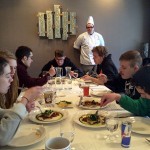 The judging team, diligently meeting its responsibilities in Le Jeune Chef Restaurant.