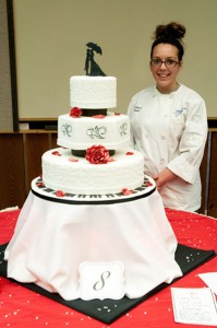 Kelsey L. Park, of State College, was named first-place winner of the 2015 wedding cake competition at Penn College. The theme for her cake was Frank Sinatra’s “Come Rain or Come Shine.”