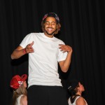 Deaundra A. McCants, a human services major from Wellsboro, fronts a performance of "Like a Boy," with support from Kayla L. Hurt (left), a pre-occupational therapy assistant student from Williamsport, and Amanda M. Brodecki, of Levittown, enrolled in pre-dental hygiene.