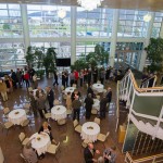 The earliest arrivals mingle in the SASC lobby, a stellar setting for a distinguished event.