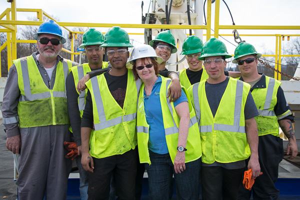The students with their mentors: Moore (far left) and Bubb (center)